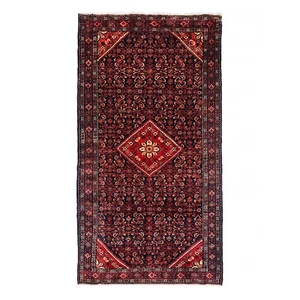 Alfombra Hecha a Mano Roja y Negra 5,13m2 Boho Tradicional Rectangular 313cm x 164cm - Imagen 1 de 13