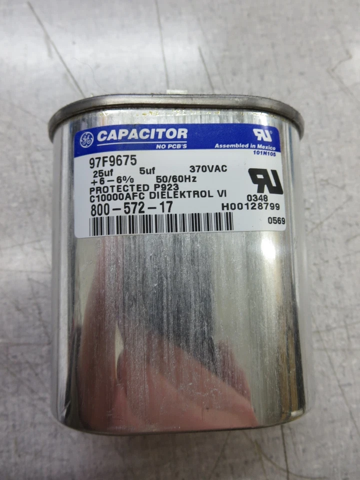 GE Dual Oval Capacitor 25/5 UF 370 Volt 97F9675