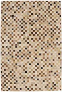 Hand-Stitched Multicolored Cowhide Leather Rug Modern Home Decor Carpet 4x6 ft - Picture 1 of 18