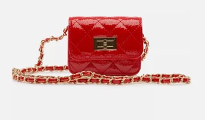 Rote kleine Tasche Lack veganes Leder glänzend süß Crossbody Schultertasche klein - Bild 1 von 2