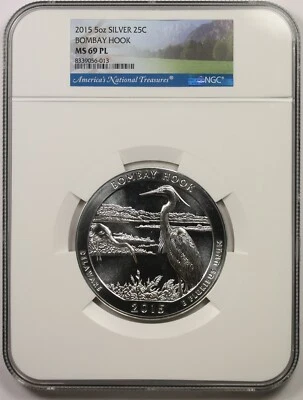 2015 5 oz Silver Bombay Hook 25C MS69 PL NGC America The Beautiful ATB - Image 1 of 4