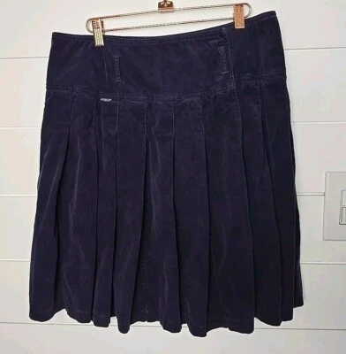Vintage Burberry Corduroy Pleated Skirt Size 10 Purple - Image 1 of 4