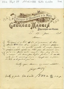 Dépt 88 - Bruyères en Vosges - Belle Entête Secteur de la Broderie du 17/06/1898 - Picture 1 of 1