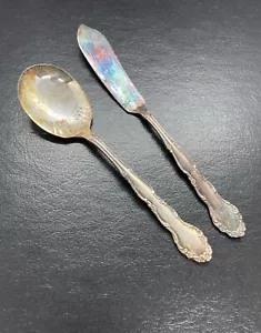 Oneida 1881 Rogers Flirtation Silverplate 1959 Sugar Spoon And Butter Knife - Picture 1 of 11
