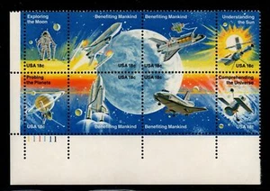 1912-1919 USA 18 Cent Space Achievement 1981 Se-Tenant Mint NH Plate # Block of8 - Imagen 1 de 1