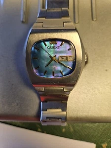 Rare Orient Chrono Ace Mexican 27 Jewels blue mother-of-pearl dial Japan.working - Picture 1 of 10