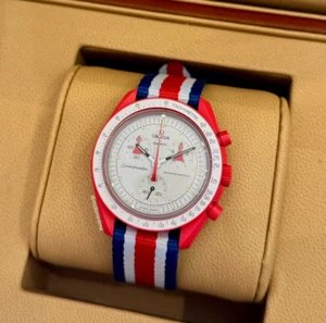 Omega Swatch Mission to Mars Bioceramic Moonswatch w/ Additional Nato Strap - Picture 1 of 11