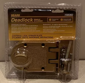 Sears Deadlock Door Lock w/ 2 Keys.  Fits All Standard Doors #958382. NEW~Sealed - Picture 1 of 4