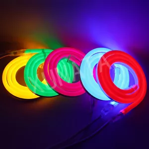RGB led neon strip 12V Flex 2835 5050 SMD 120LEDs/m Tape Light Rope Clips 1-100m - Picture 1 of 31