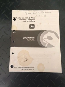 JOHN DEERE 15/2 & 30/2 AMP BATTERY CHARGER, BOOSTER OPERATORS MANUAL (OMTY21535) - Picture 1 of 3