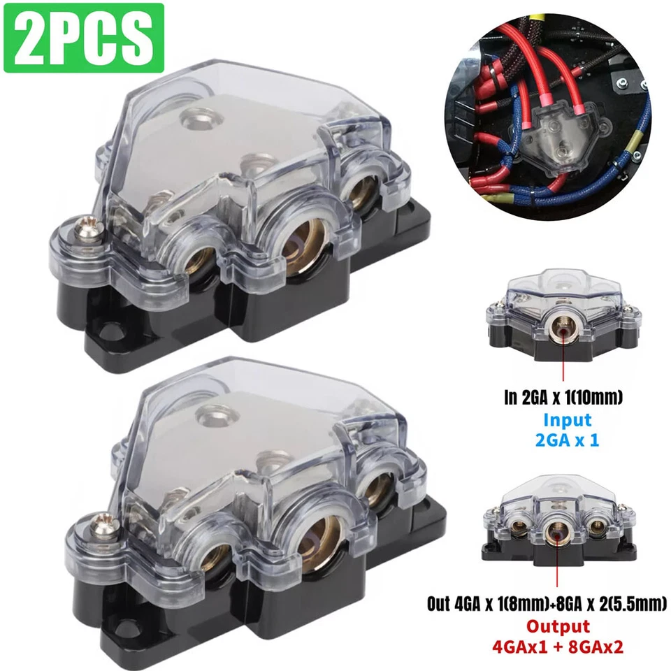 2pcs Comprehensive Protection Car Audio Distribution Block 2G In 4G 8G Out - Image 1 of 4