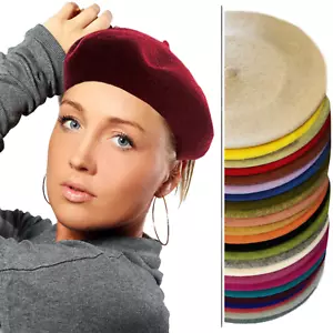 Damen Baskenmütze Klassische Franzosenmütze Wollmütze Barett Hut Kappe Vintage - Bild 1 von 150