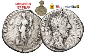 Ancient Roman Empire Coin Silver Denarius COMMODUS 177 - 192 AD Authentic #31964 - Picture 1 of 3
