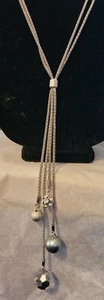 Lia Sophia Necklace 4 Strand Tassle Pendant Silvertone Rhinestones 24" - Picture 1 of 5