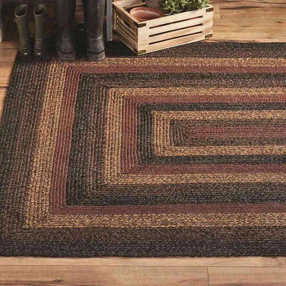 Slate Braided Area Rug By IHF Rugs. Oval & Rectangle. Many Sizes. Burgundy/Black - Image 1 of 4