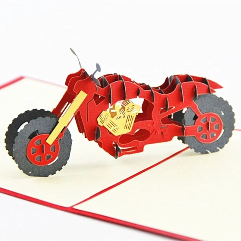 3D 弹出式卡片贺卡感谢卡生日卡摩托车自动循环 — 第 1/1 张图片