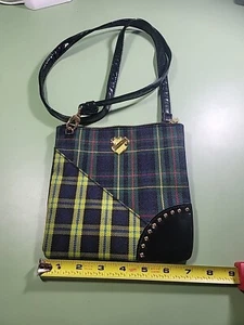 MAC Cosmetics Makeup Bag Tartan Green Black Small Coin Purse 7 ×7.5 Inch Square - Picture 1 of 8