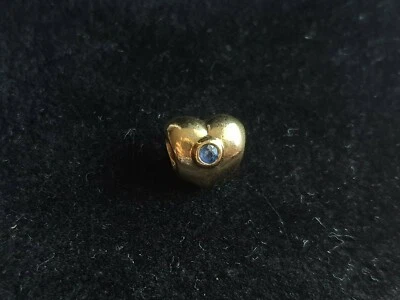 SUPER RARE Authentic Pandora 14ct Gold Puffed Heart With Sapphire #750294SA - Image 1 of 4