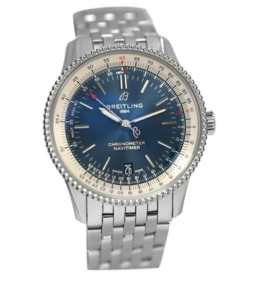 Breitling Navitimer A17325 Cronómetro Esfera Azul Fecha Acero 38MM Unisex Completo Foto 1 de 4