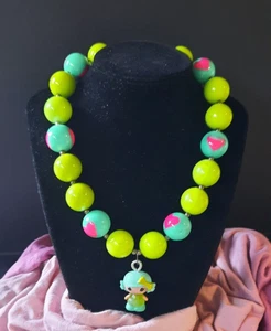 VINTAGE MGA BLUE/WHITE GUMBALL LALALOOPSY NECKLACE 18" - Imagen 1 de 7