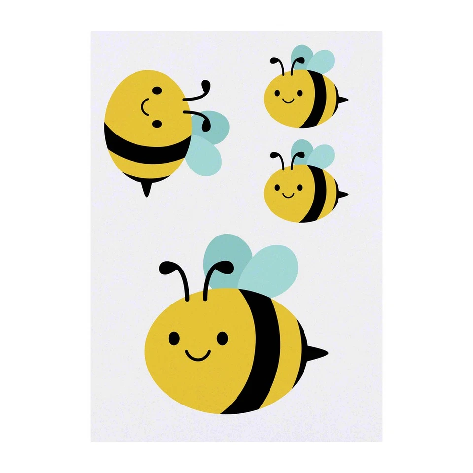 AZEEDA 4 tatuaggi/trasferimenti temporanei 'Happy Bee' (TO00090484)