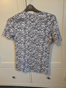 Marks And Spencer Collection Size 12 Navy Mix Floral T Shirt Cotton - Picture 1 of 3