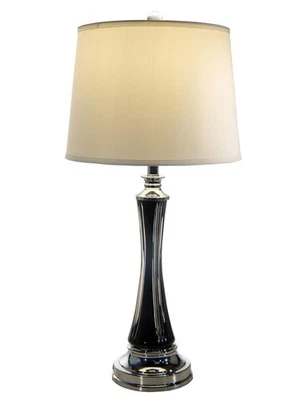 Table Lamp DALE TIFFANY VENA Contemporary Drum Shade Round Pedestal 1-Light - Image 1 of 3