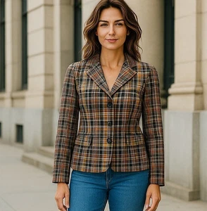 Vintage Tommy Hilfiger karierter Blazer S tailliert Academia Ivy League bunt  - Bild 1 von 15