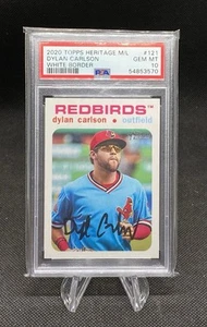 2020 Topps Heritage Minor League Edition White 42/50 Dylan Carlson #121 PSA 10 - Picture 1 of 2