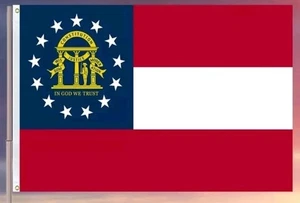 Georgia State Flagge 4 Fuß x 6 Fuß Baumwolle Top Leuchtfeuer 100 % Nylon Outdoor bestickt - Bild 1 von 4