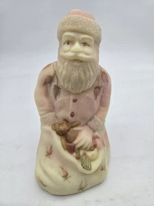 Fenton 95th Anniversary Old World Kneeling Santa Claus Burmese Satin Glass - Picture 1 of 4