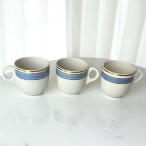 Tazzine espresso vintage Lamberton Scammell chiave greca Demitasse 3 pezzi oro e blu - Foto 1 di 11