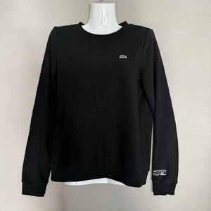 Lacoste Sport Sweatshirt 38 Black Womens Cotton Long Sleeve Crew Neck Preppy M - Picture 1 of 8