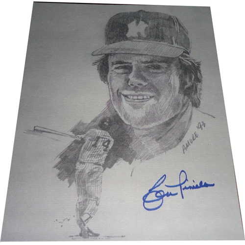 LOU PINIELLA SIGNED 8x10 NEW YORK YANKEES HAND DRAWN AMORE ARTIST SKETCH AUTO - Image 1 of 1
