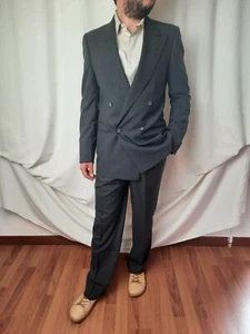 Valentino Uomo vintage men wool double breasted striped gessato suit Size 48 - Imagen 1 de 15