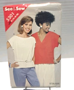 Vtg Butterick See&Sew #5301 Sz 1-18 Misses Tops Uncut Factory Folded - Picture 1 of 5
