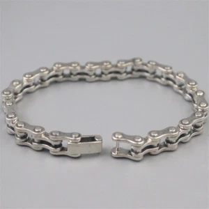 Pure 925 Sterling Silver Chain 8mm Punk Bike Anchor Link Bracelet 33-34g 7.5in - Picture 1 of 4