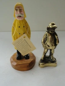 2 marineros de latón macizo Peterson prisión de Maine pintada madera tallada capitán de mar de colección - Imagen 1 de 10