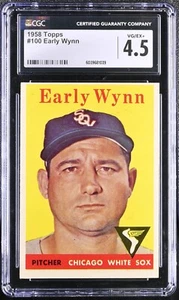 1958 Topps #100 frühe Wynn Chicago White Sox (weiße Buchstaben) - CGC 4,5 Sehr guter Zustand/Ex+ - Bild 1 von 2