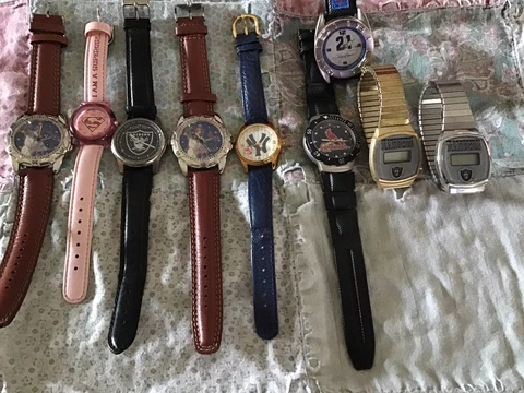 Sports Watches (9) MLB…NFL…probably Needs Batteries…Classics…Raiders Cover