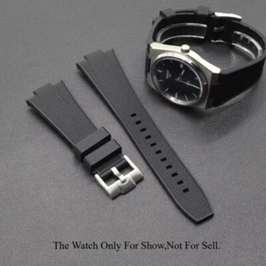 For Tissot PRX 40mm Powermatic 80 Silicone 12mm Black Rubber Watch Band Strap - Picture 1 of 8