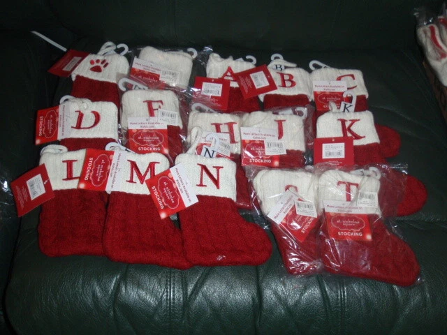 ST NICHOLAS SQUARE ASSORTED MONOGRAM MINI 8 INCH KNITTED STOCKINGS READ BELOW - Image 1 of 1