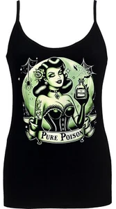 Pure Poison Women's Spaghetti Strap Gothic Tank Top Lowbrow Pin-up Rockabilly - Picture 1 of 1