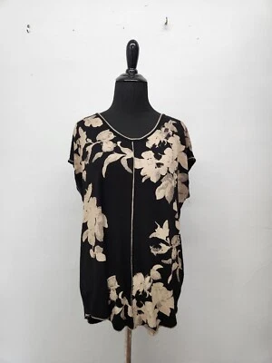 Top adornado manga gorra floral negro y tostado azúcar vainilla talla - Petite L Foto 1 de 2