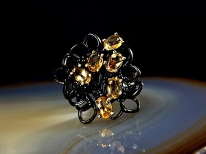 Ring Silber 925 Citrin schwarz 18,2 mm - extravagant elegant & zauberhaft  - Bild 1 von 9