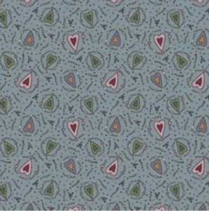 Fat Quarter Lynette Anderson Good Boy & Kitty Heart Floral Blue Cotton Fabric - Picture 1 of 2