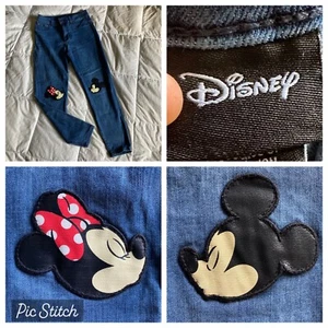 Disney Brand Juniors 9 High Waist (25”) Skinny BlueJean Minnie Kisses Mickey - Picture 1 of 17
