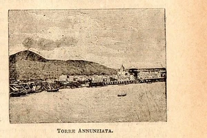 Stampa antica TORRE ANNUNZIATA piccola veduta golfo di Napoli 1899 Old print - Picture 1 of 1