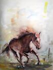 A-686 Original Watercolor Painting "Don't fence me in" Gift Idea Horse