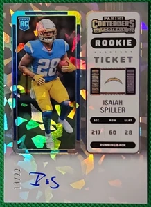 Boleto de novato Isaiah Spiller/22 2022 Panini Contenders hielo agrietado radiocontrol automático SSP - Imagen 1 de 3